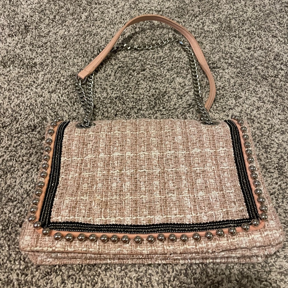 Zara Pink Tweed Shoulder Bag